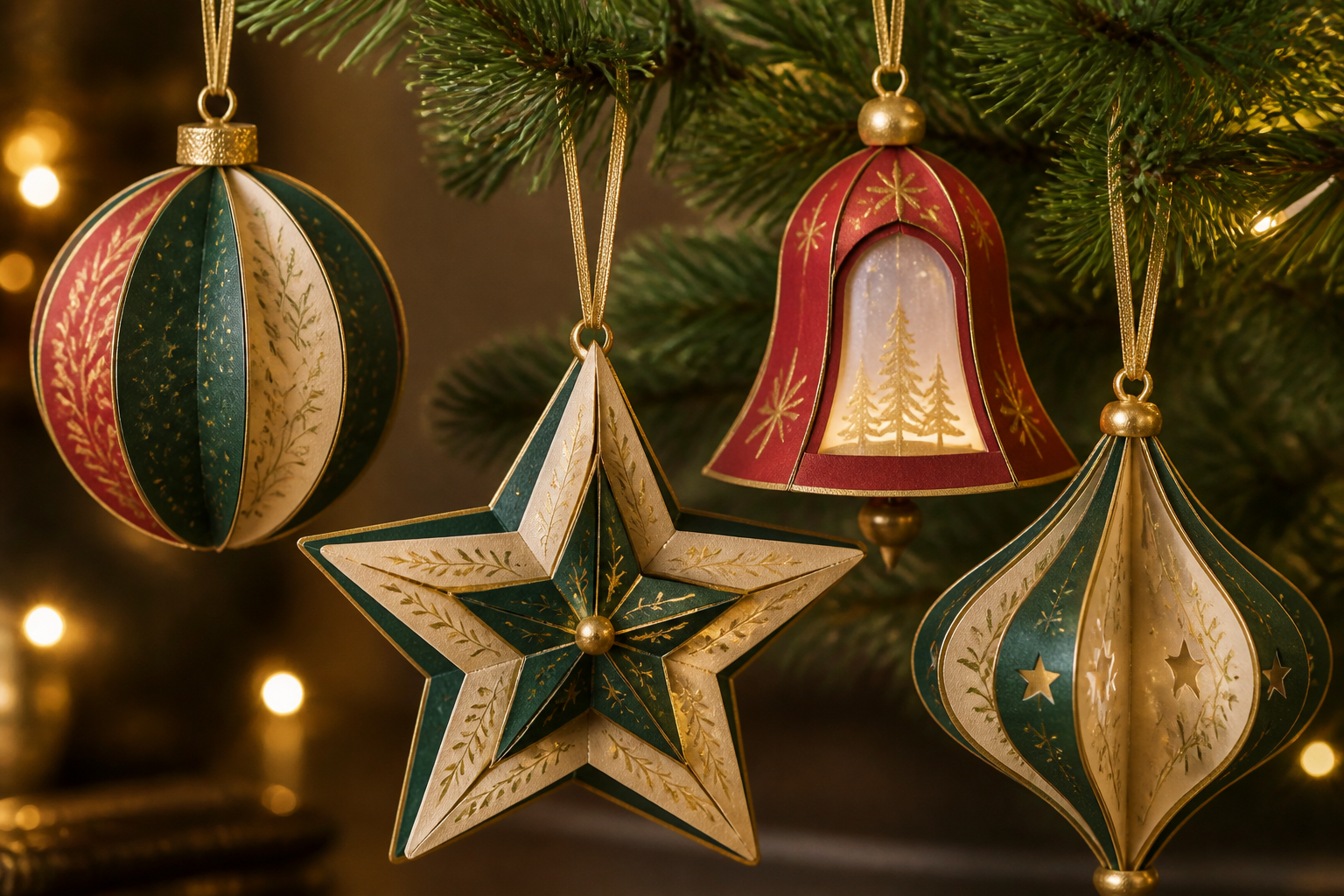 3D Paper Christmas Ornaments project preview