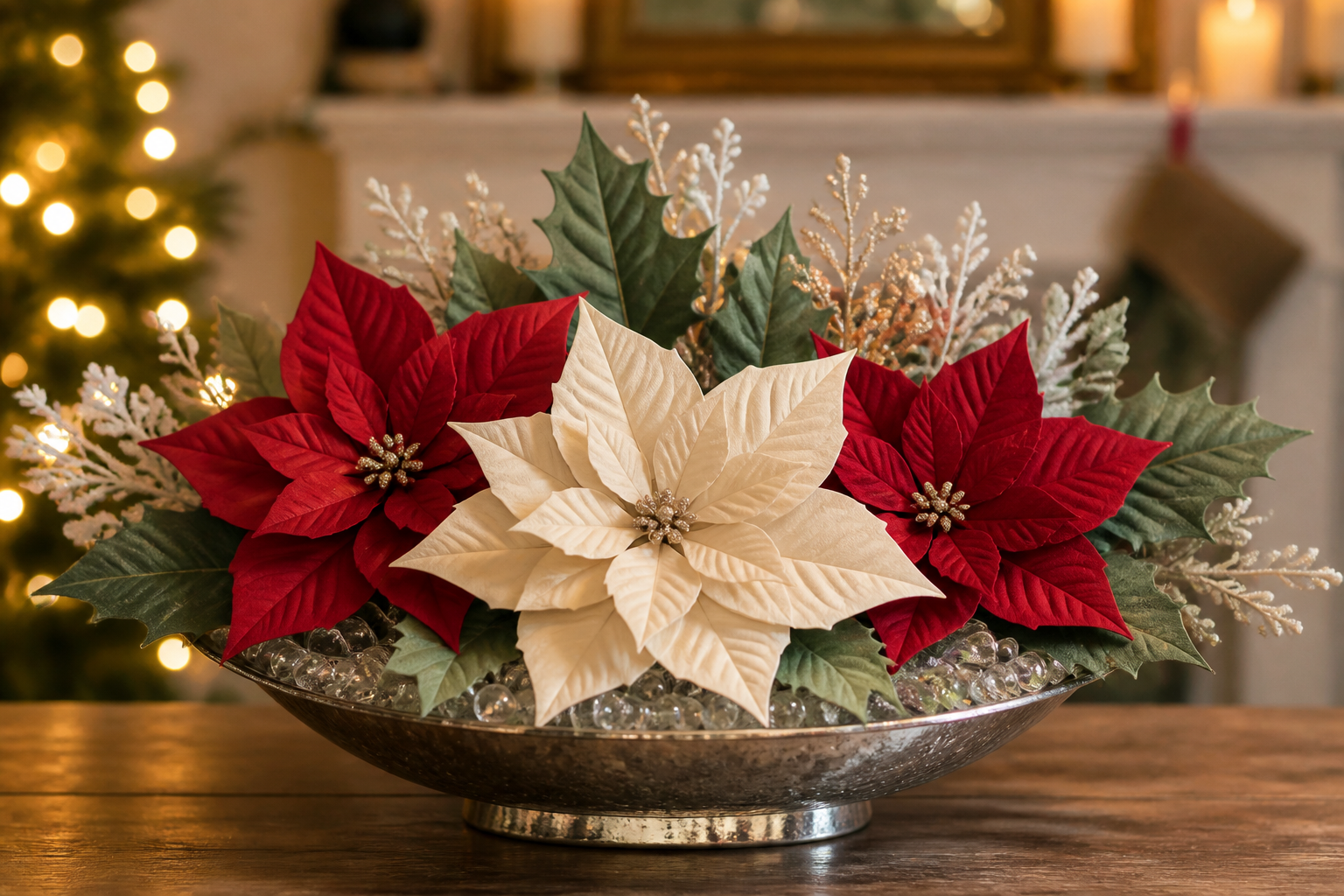 Assemble A Layered Paper Poinsettia Centerpiece project preview