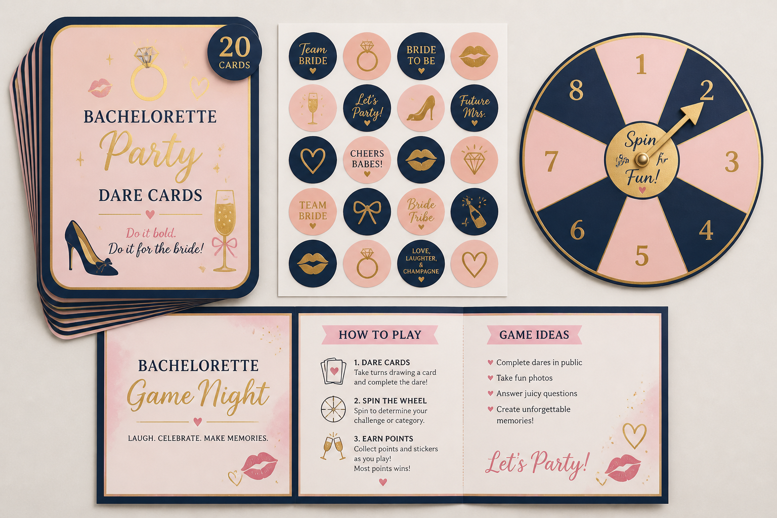 Custom Bachelorette Party Game KIT (print + Cut) project preview