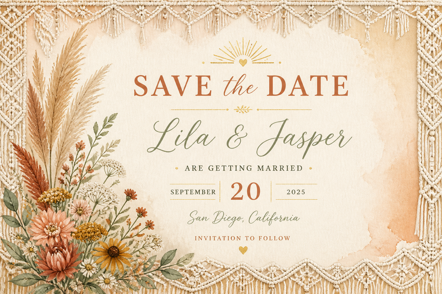 Bohemian Save THE Date Cards project preview