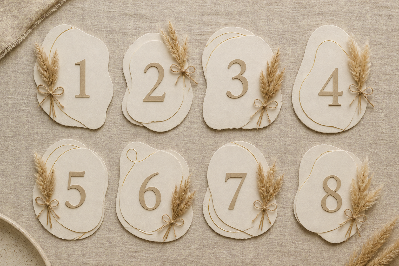 Boho Shape Wedding Table Numbers project preview