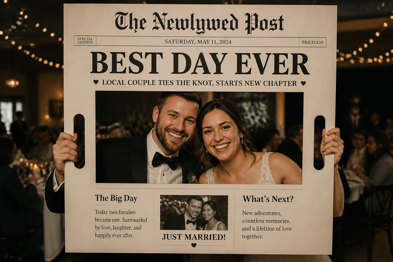 Newspaper Photobooth Frame — DIY Wedding Photo Prop project preview