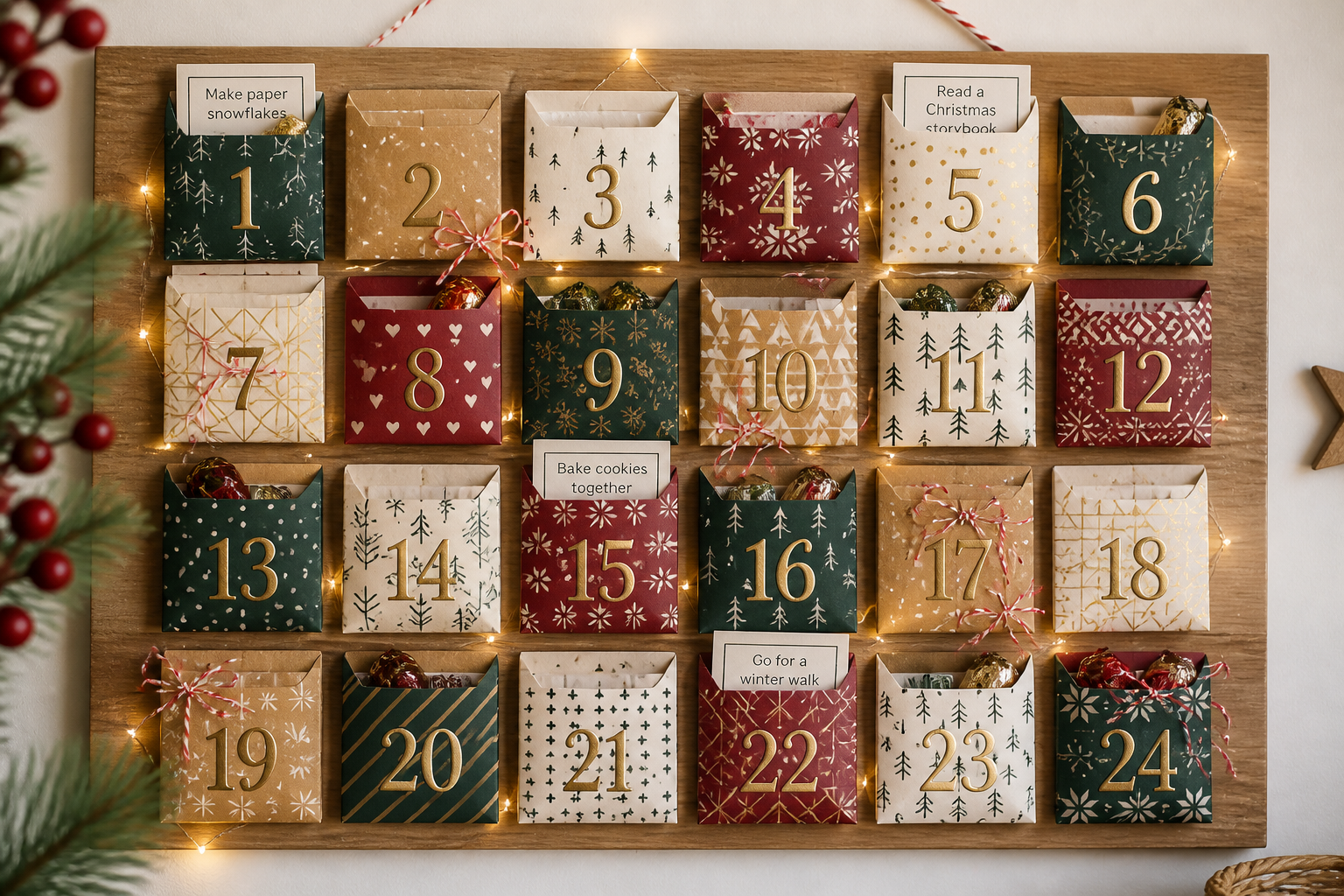 Christmas Advent Calendar With Numbered Paper Pockets project preview