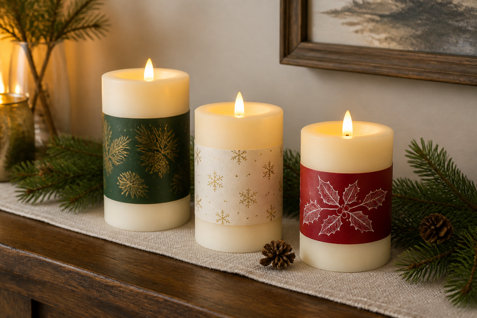 Christmas Candle Wraps — Vinyl & Paper Covers FOR LED Pillars project preview