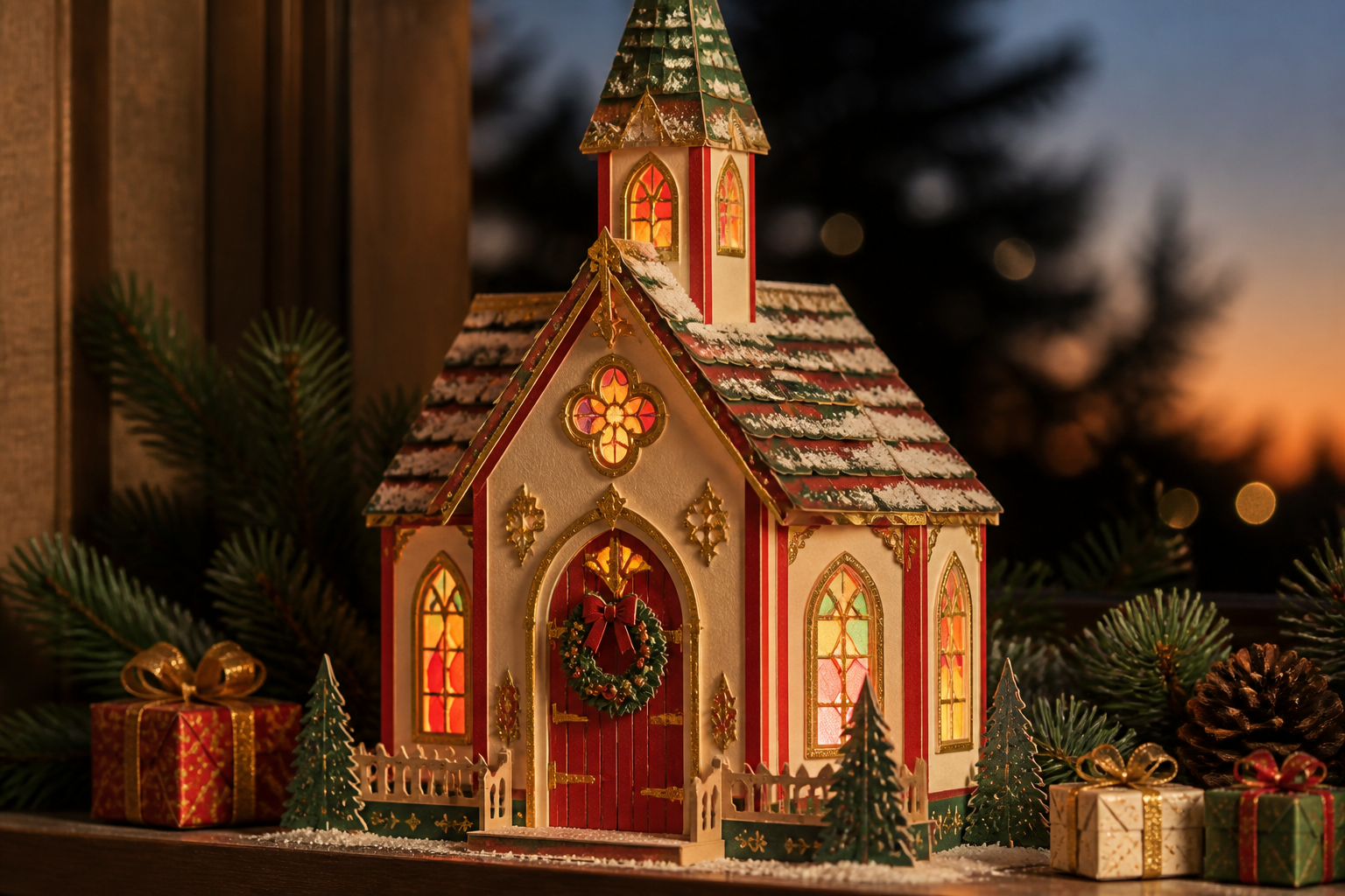 Christmas Chapel Paper Lantern project preview