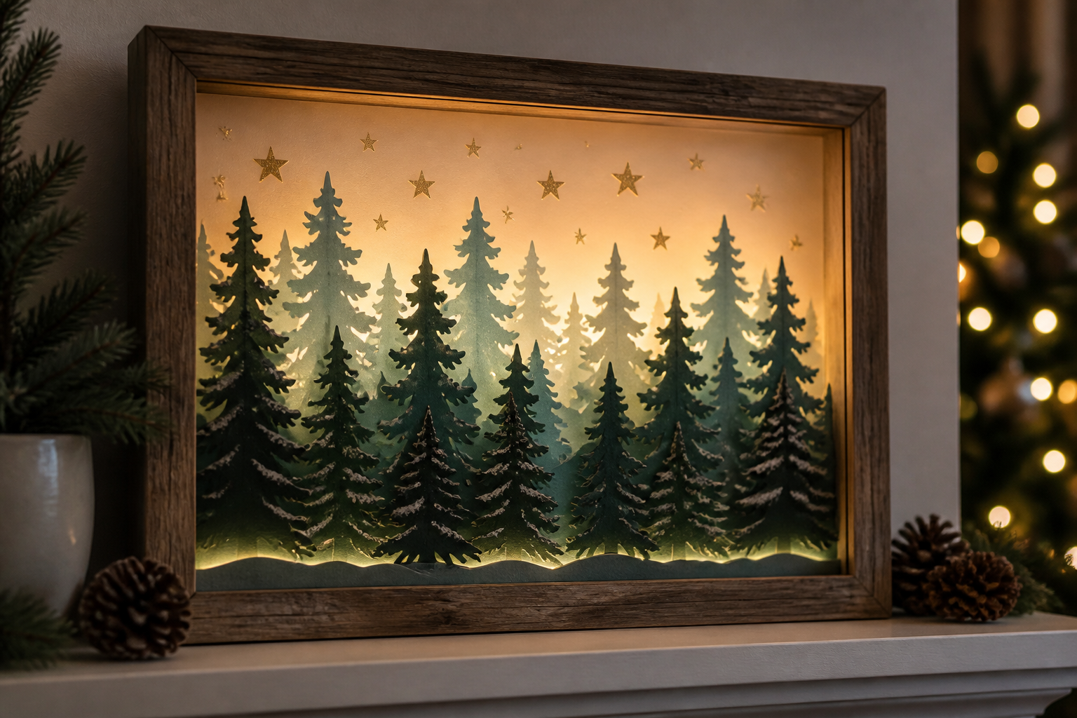 Layered Christmas Treeline Shadowbox project preview