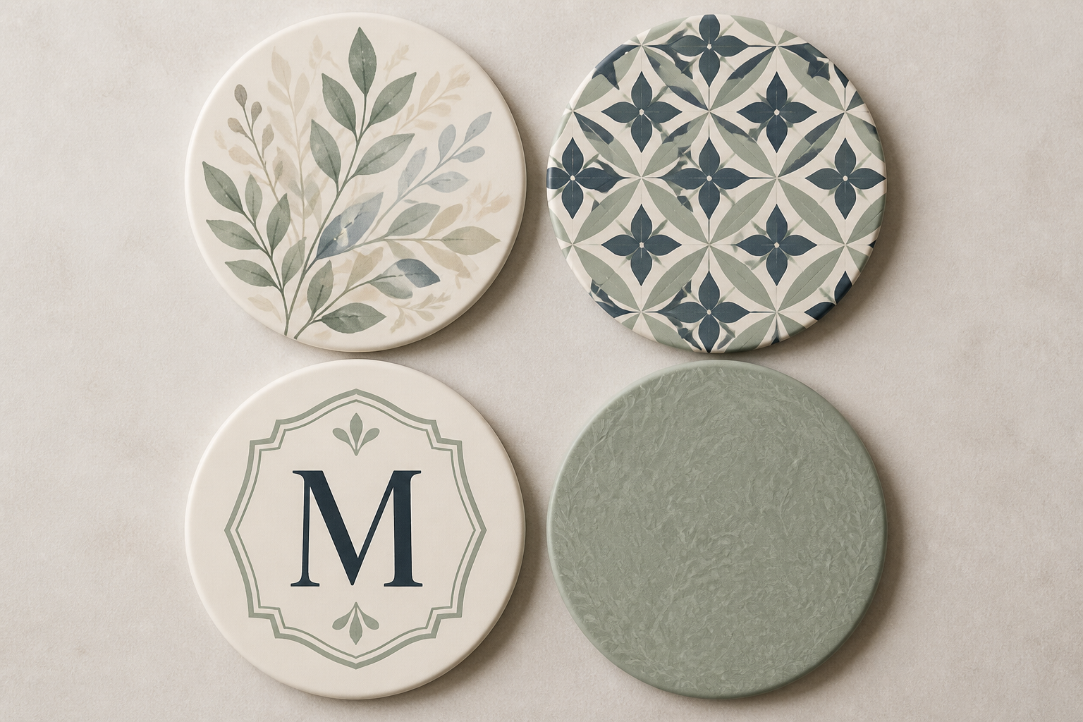 Create A Coordinated Sublimation Coaster SET (botanical, Geometric & Monogram) project preview