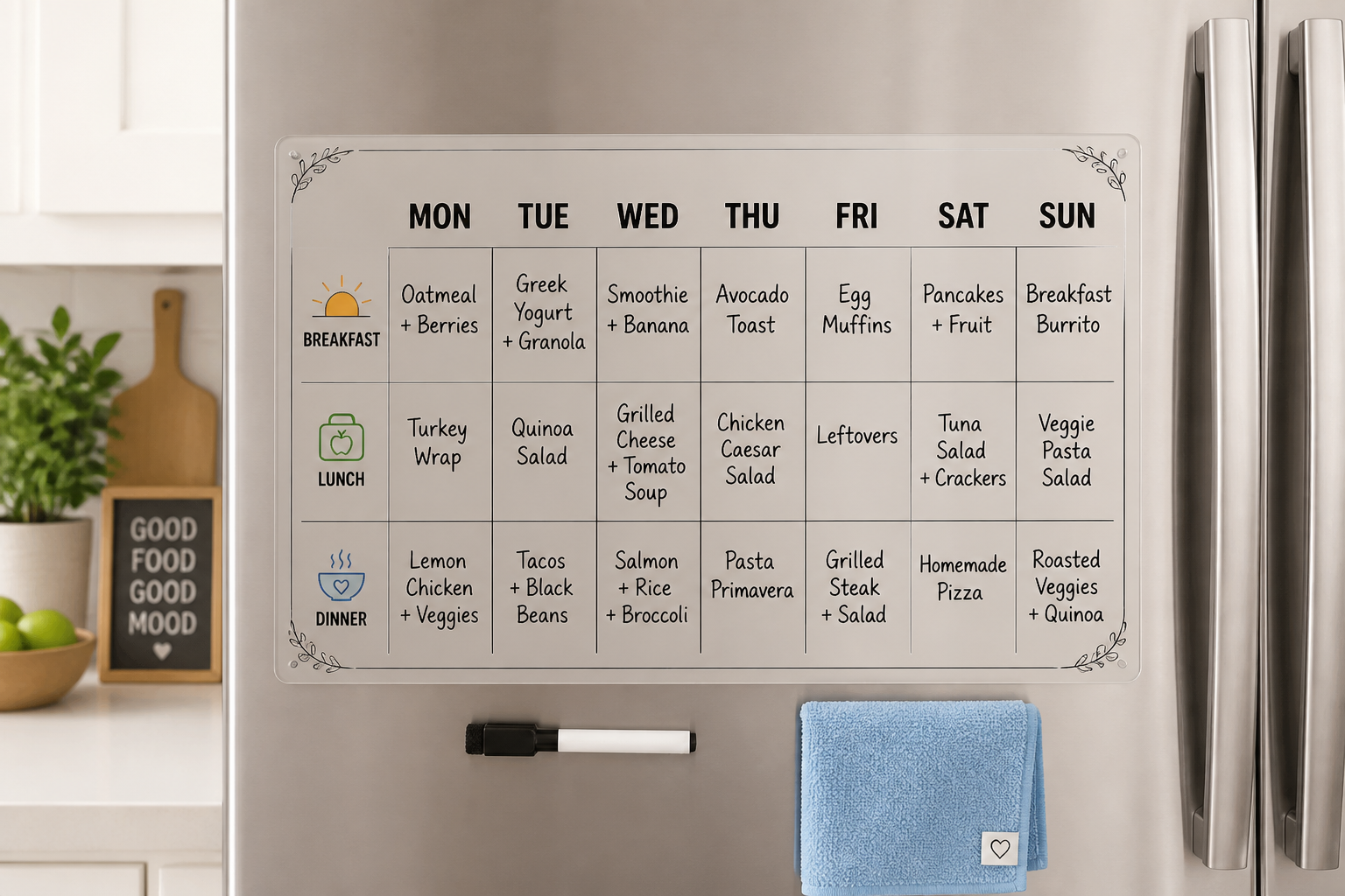 DRY Erase Fridge Menu: Changeable Weekly Meal Board project preview