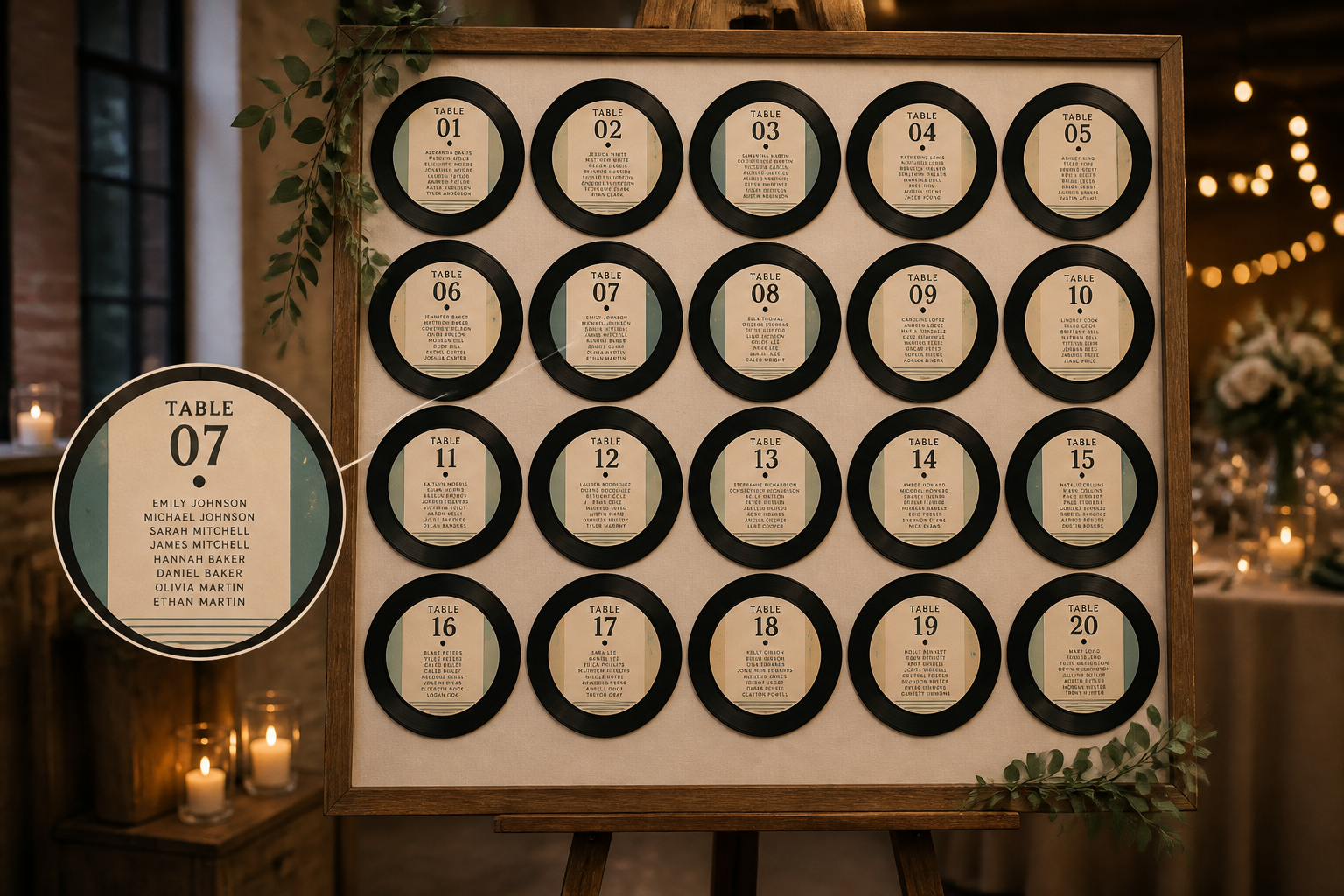 Vinyl Record Wedding Seating Chart project preview