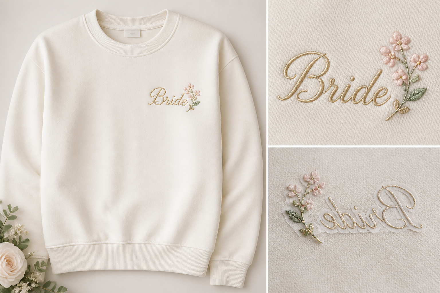 Custom Bachelorette/Bride Sweatshirt — Personalizing a Crewneck for the Bridal Party finished project preview