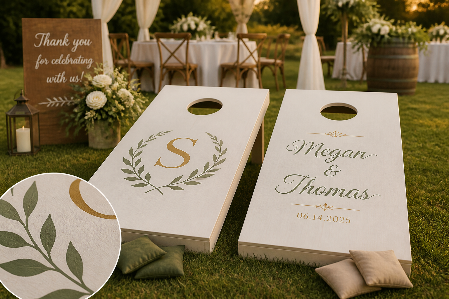 CUT A Personalized Wedding Cornhole Board Paint Stencil project preview