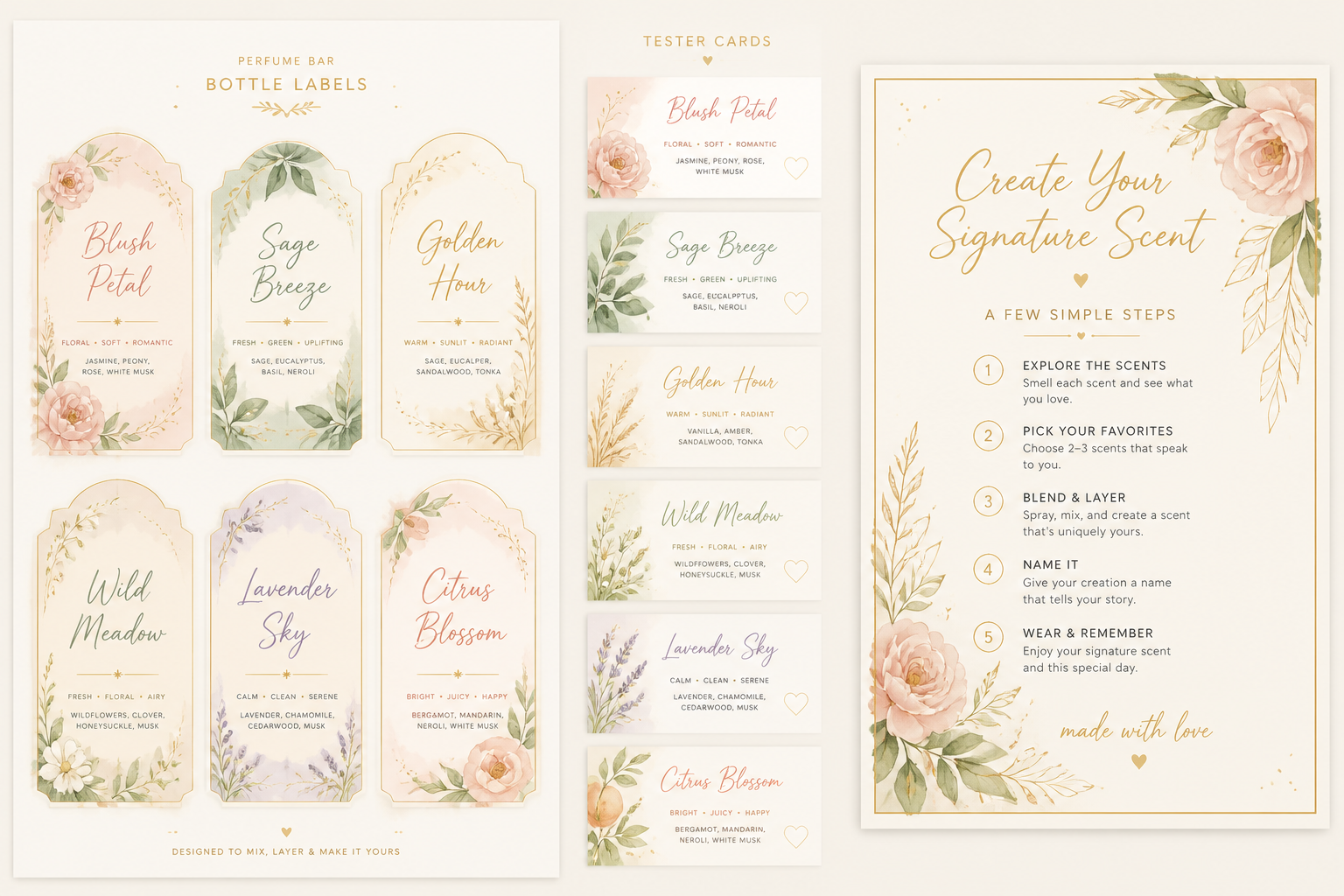 Perfume BAR Wedding Labels, Tester Cards & Tabletop Instruction Sign project preview
