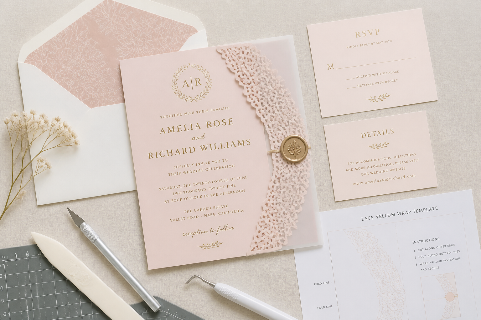 DIY Wedding Invitation Suite (cutting Machine Friendly) project preview