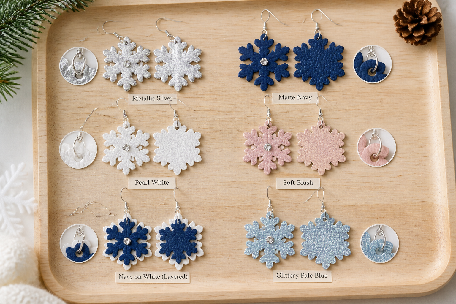 Faux Leather Snowflake Earrings project preview