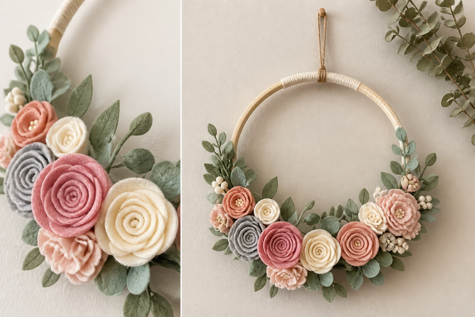 Felt Flower Hoop Wreath project preview