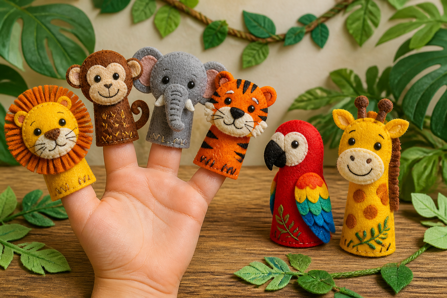 Felt Jungle Finger Puppets project preview