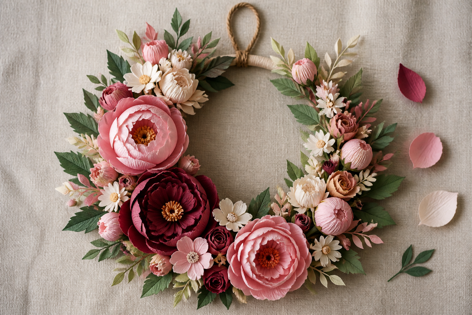 Layered Paper Flower Wreath project preview