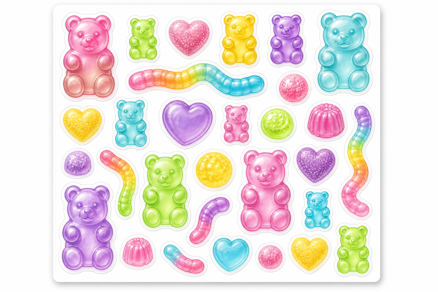 Gimme Gummy Gummy Bear Sticker Sheet (glossy Look Kiss Cut) project preview