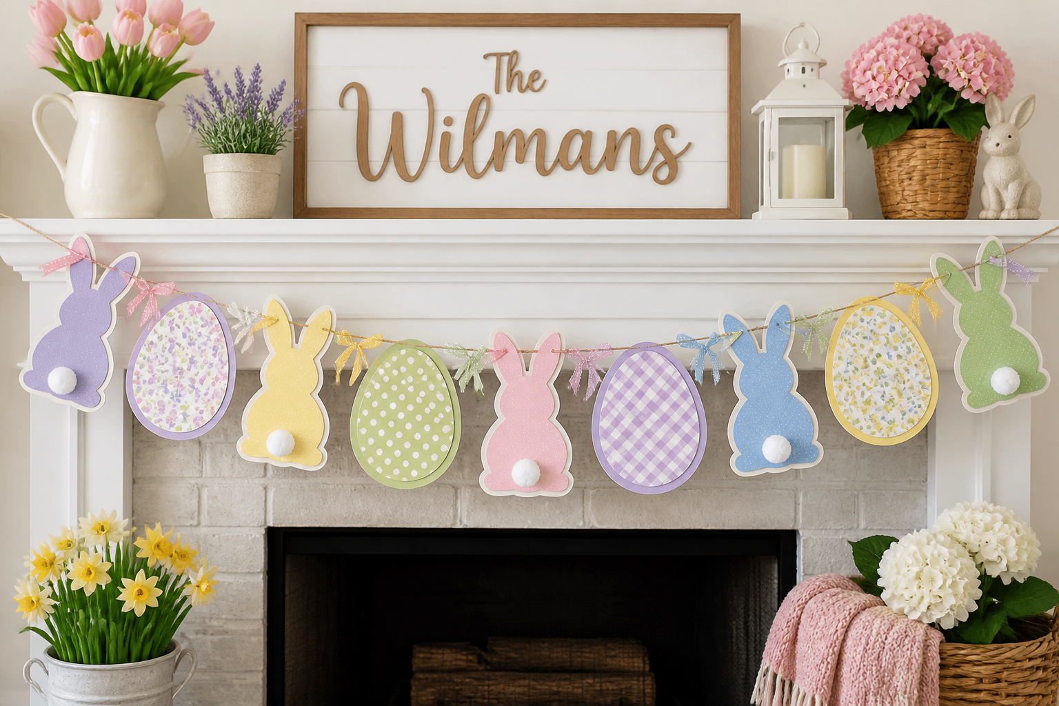 Layered Easter Bunny Cardstock Banner project preview