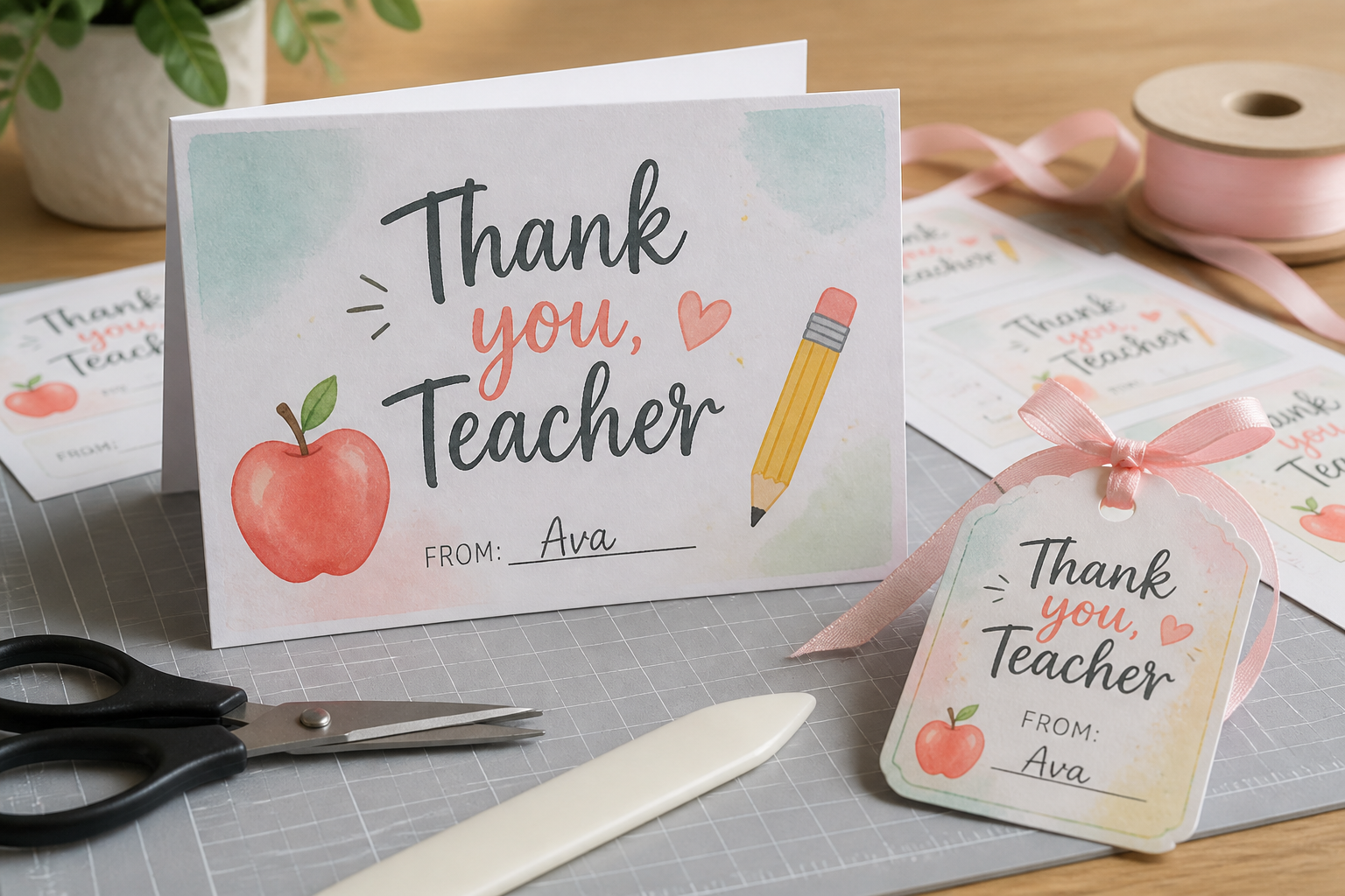 Teacher Appreciation Folded Card + Personalized Gift TAG SET project preview