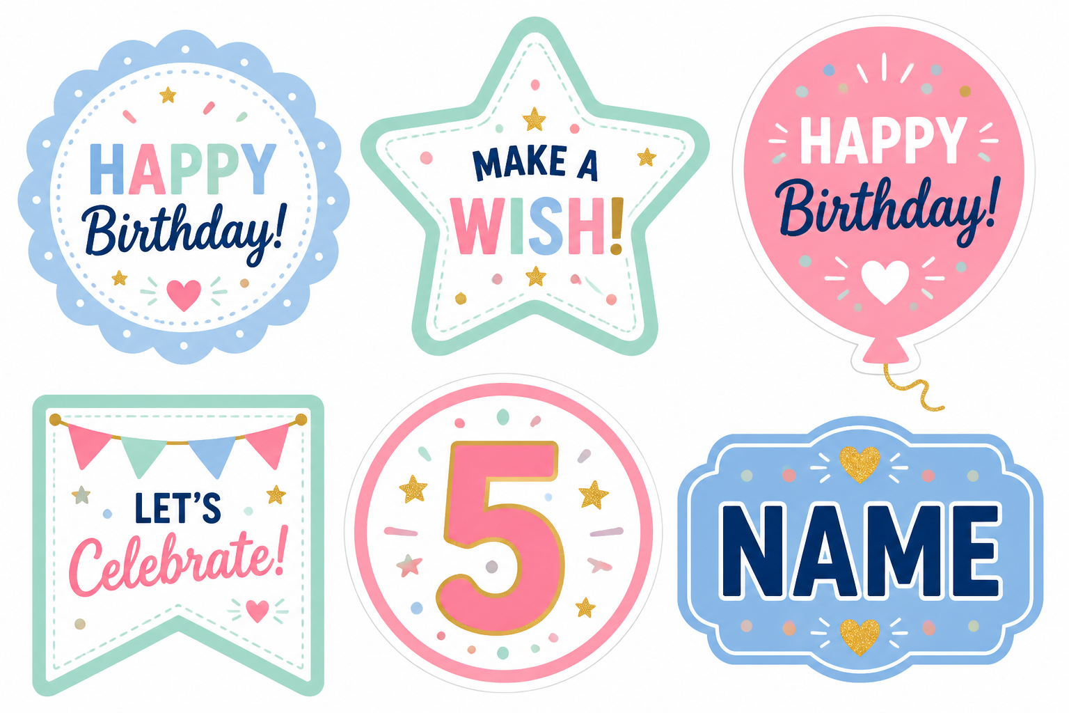 Personalized Layered Birthday Cupcake Topper SET project preview