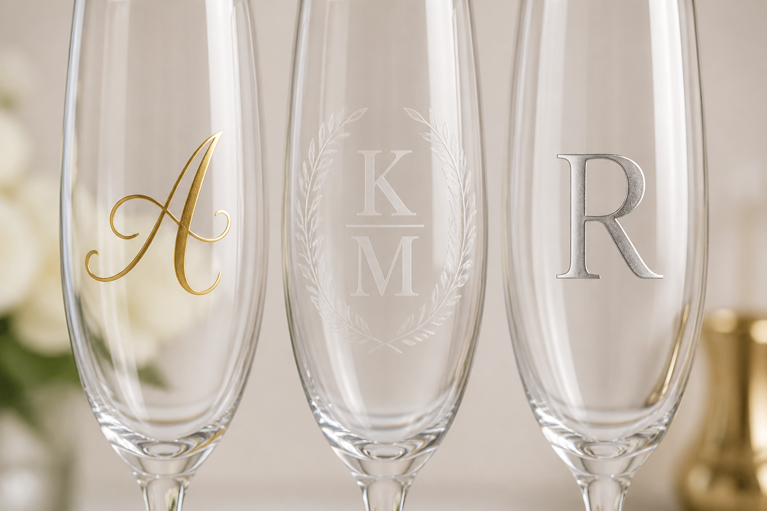 Monogrammed Champagne Glasses project preview