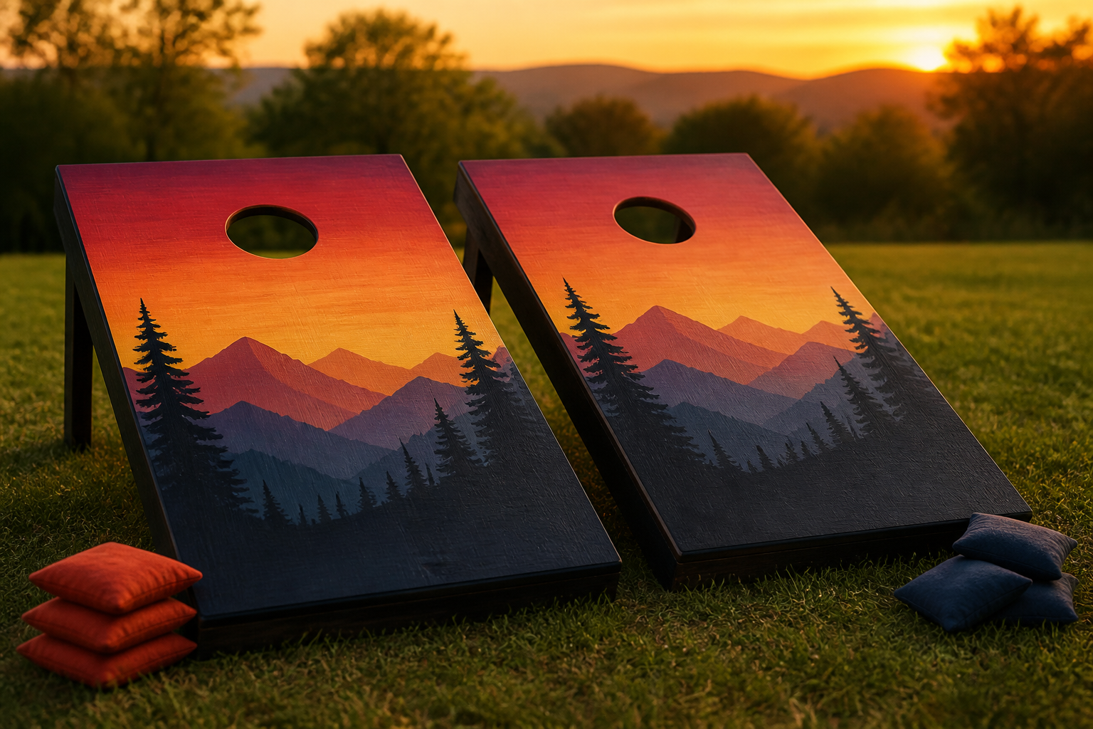 Mountain & Sunset Cornhole Boards project preview