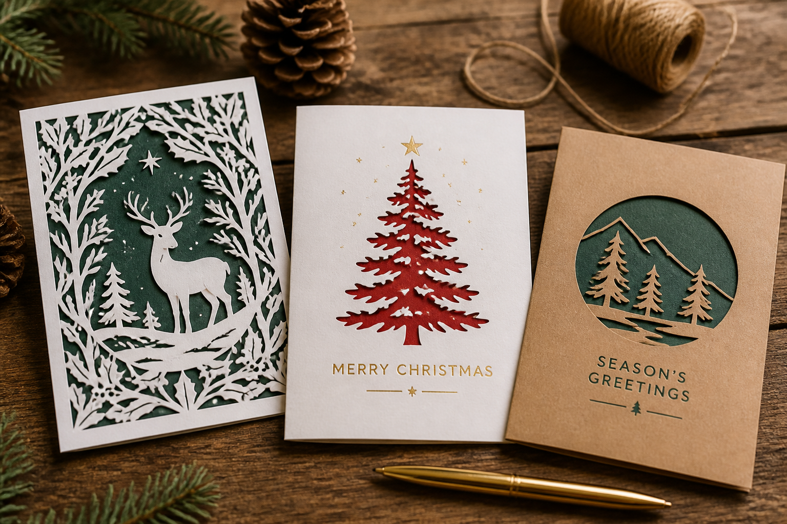Papercut Christmas Greeting Cards project preview