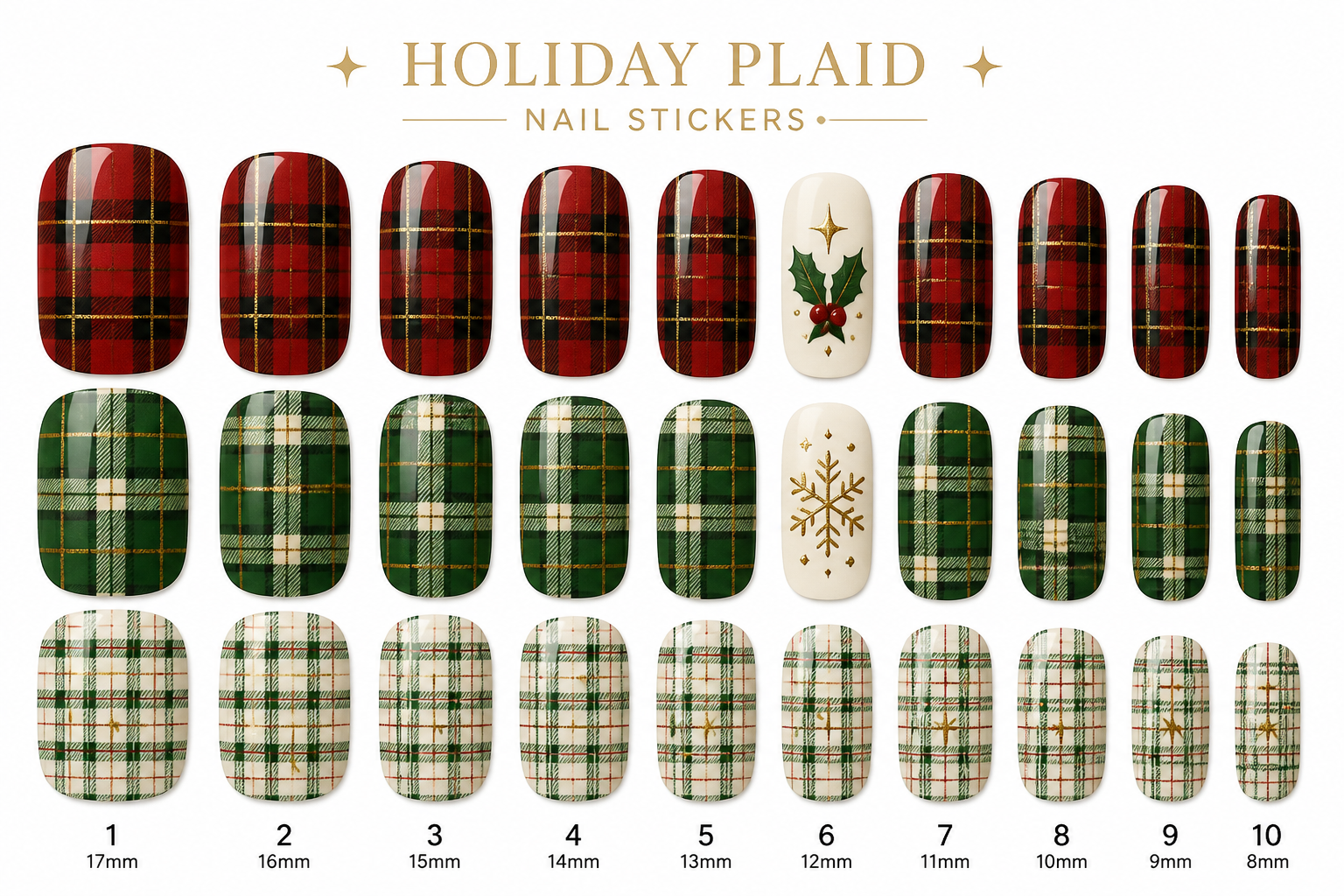 Plaid Christmas Nail ART (cutting‑machine Decal Sheet) project preview
