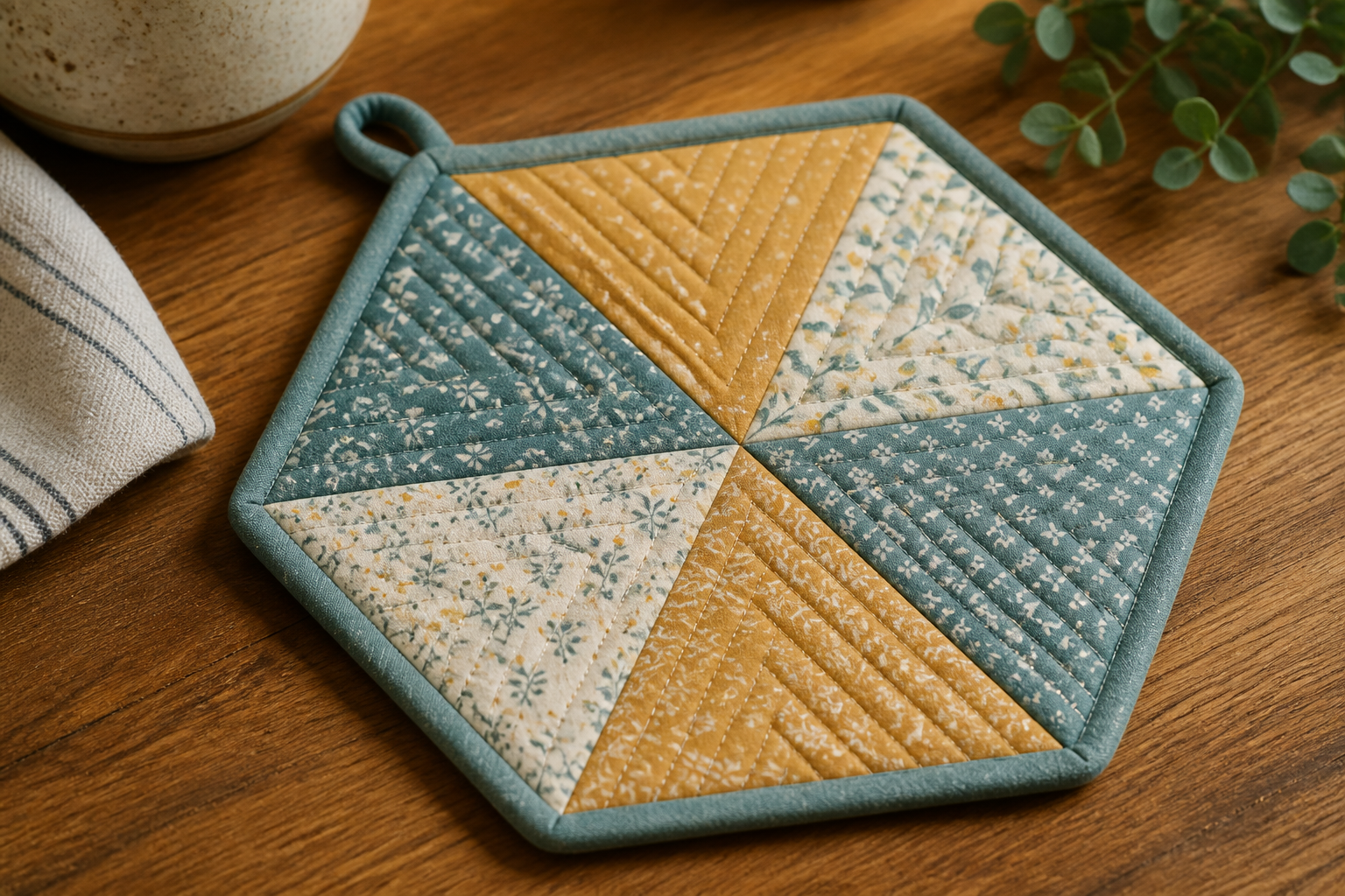 Quilted Hexagon POT Holder project preview