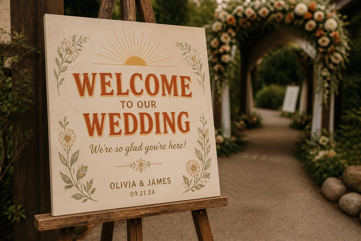 Retro Wedding Welcome Sign project preview