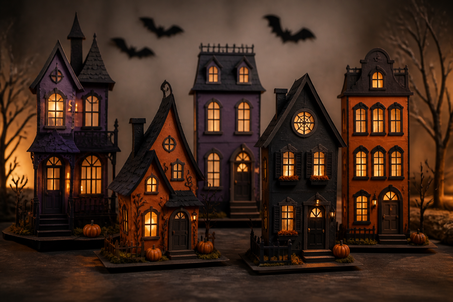 Spooky Standing Houses: Paper Halloween Village project preview