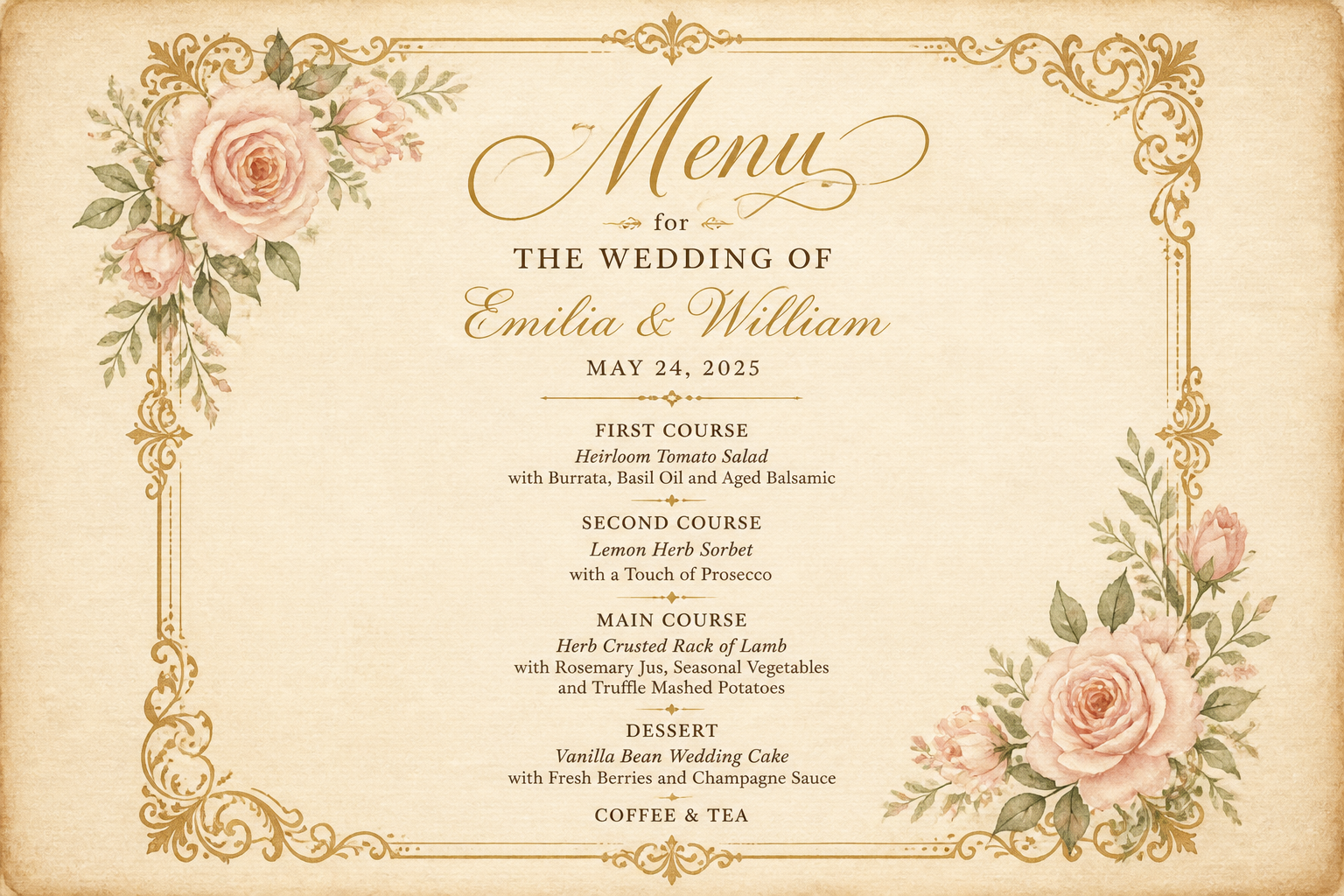 Vintage Wedding Menu project preview
