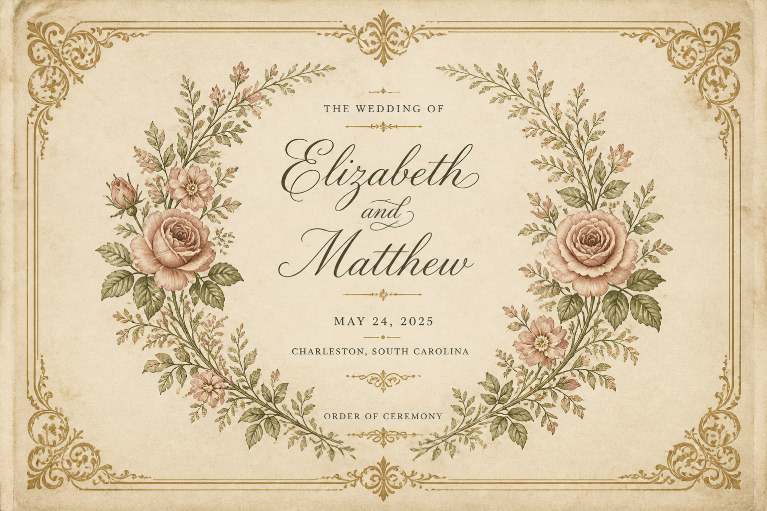 Vintage Inspired Wedding Program (cutting Machine Friendly) project preview
