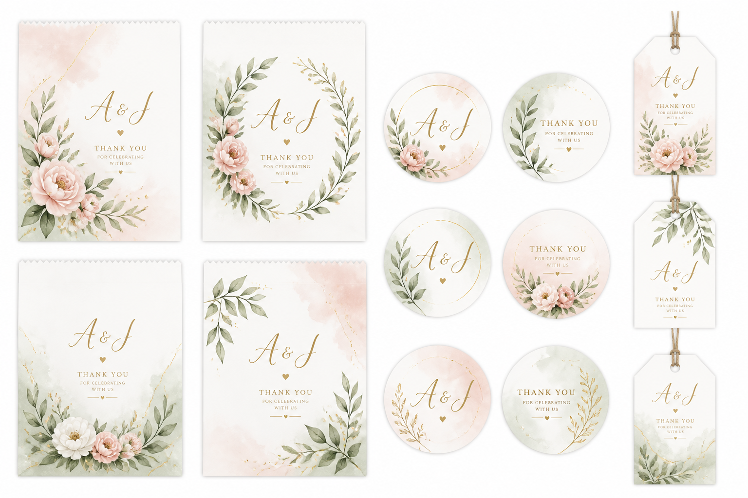Watercolor Wedding Favor Bags project preview