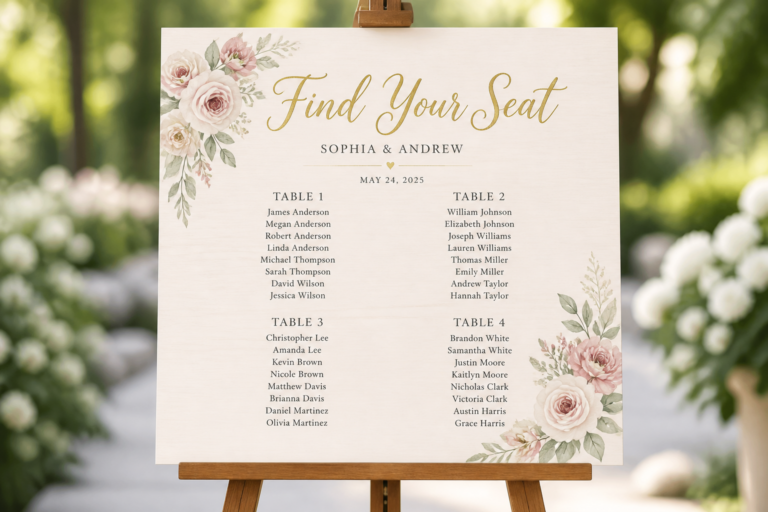 Elegant Wedding Seating Chart Sign (vinyl ON Board) project preview