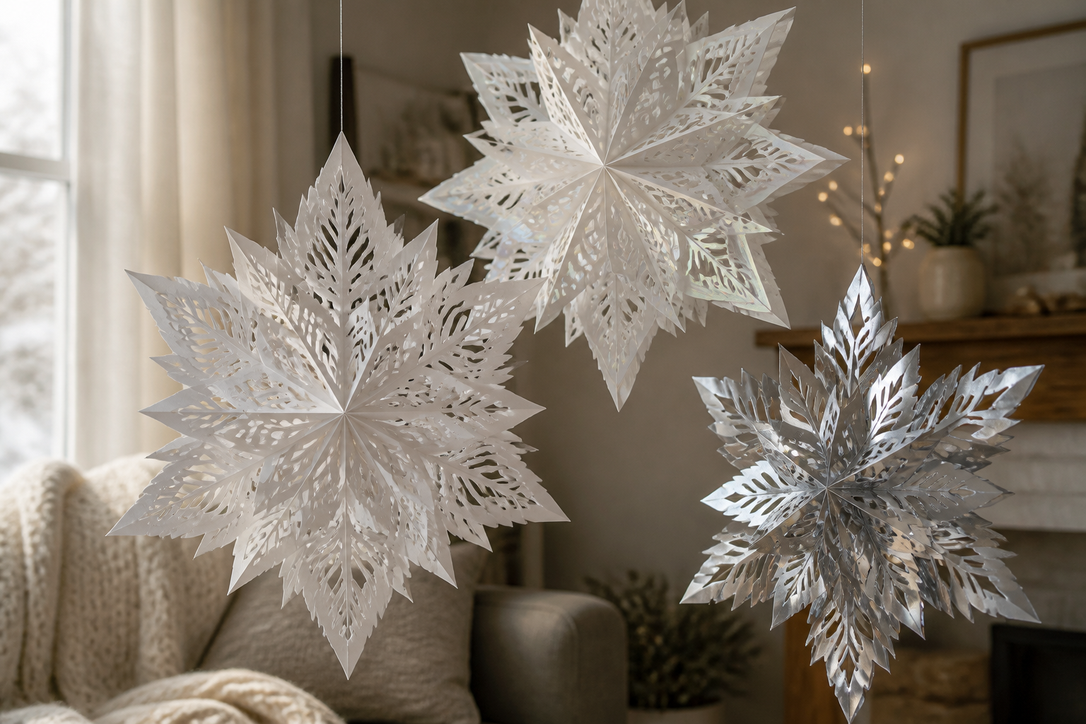 Whimsical Giant Paper Snowflakes project preview