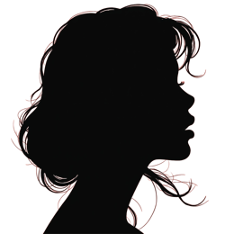 Black woman silhouette profile with flowing hair on a bright red background, modern and bold design