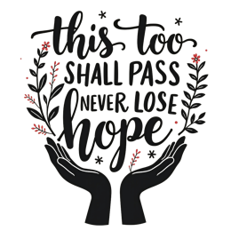 this too shall pass floral SVG PNG design with hand-drawn style, bold lettering, black and red floral elements
