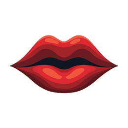 Red glossy stylized lips SVG design with smooth shading and bold vibrant color for crafts