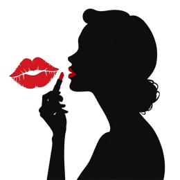lipstick silhouette kiss SVG PNG design with bold lettering