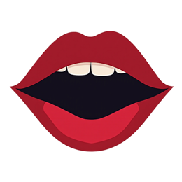 Bold red lips SVG design with pink background, featuring stylized lips and white teeth in a flat graphic style