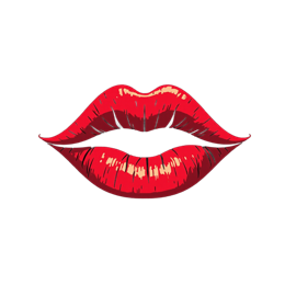 Glossy bold red lips digital illustration on black background, perfect for Cricut and print-on-demand crafts