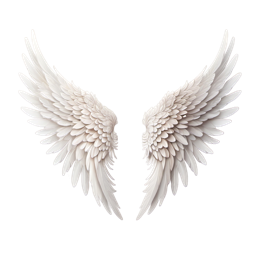 White angel wings SVG with detailed feather layers on a soft beige background for Cricut and Silhouette crafts