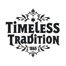 Timeless Tradition vintage SVG design with bold black text and ornate floral decorations on cream background