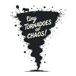 Playful tiny tornadoes design with horse silhouette and hearts in black and white for kids crafts