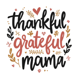 Thankful grateful mama colorful SVG design with hearts and leaves for Cricut and Silhouette crafts