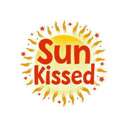 Sun Kissed SVG design with bright yellow sun, wavy rays, and bold red playful text for summer crafts