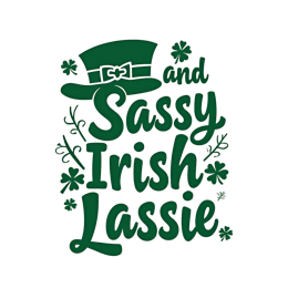 Sassy Irish Lassie SVG with green leprechaun hat and shamrocks for St. Patrick's Day crafts