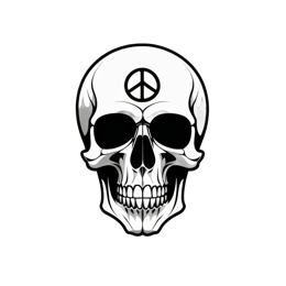 skull peace symbol shirt SVG PNG design with bold lettering, an uplifting message
